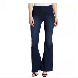 Ella Moss size 27 Womens Pull on Flare Jeans Stretch Long Inseam Dark Wash